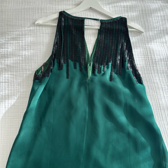 Parker Dark Emerald green sleeveless top with black Beaded detail. - Picture 2 of 4